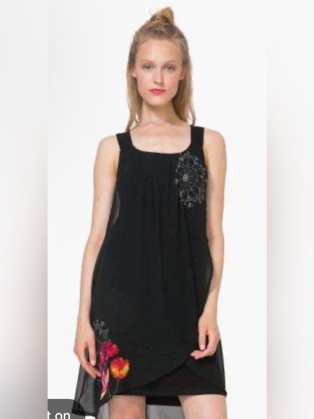 Desigual Black Layered Mini Dress Size 40 US Medium NWT